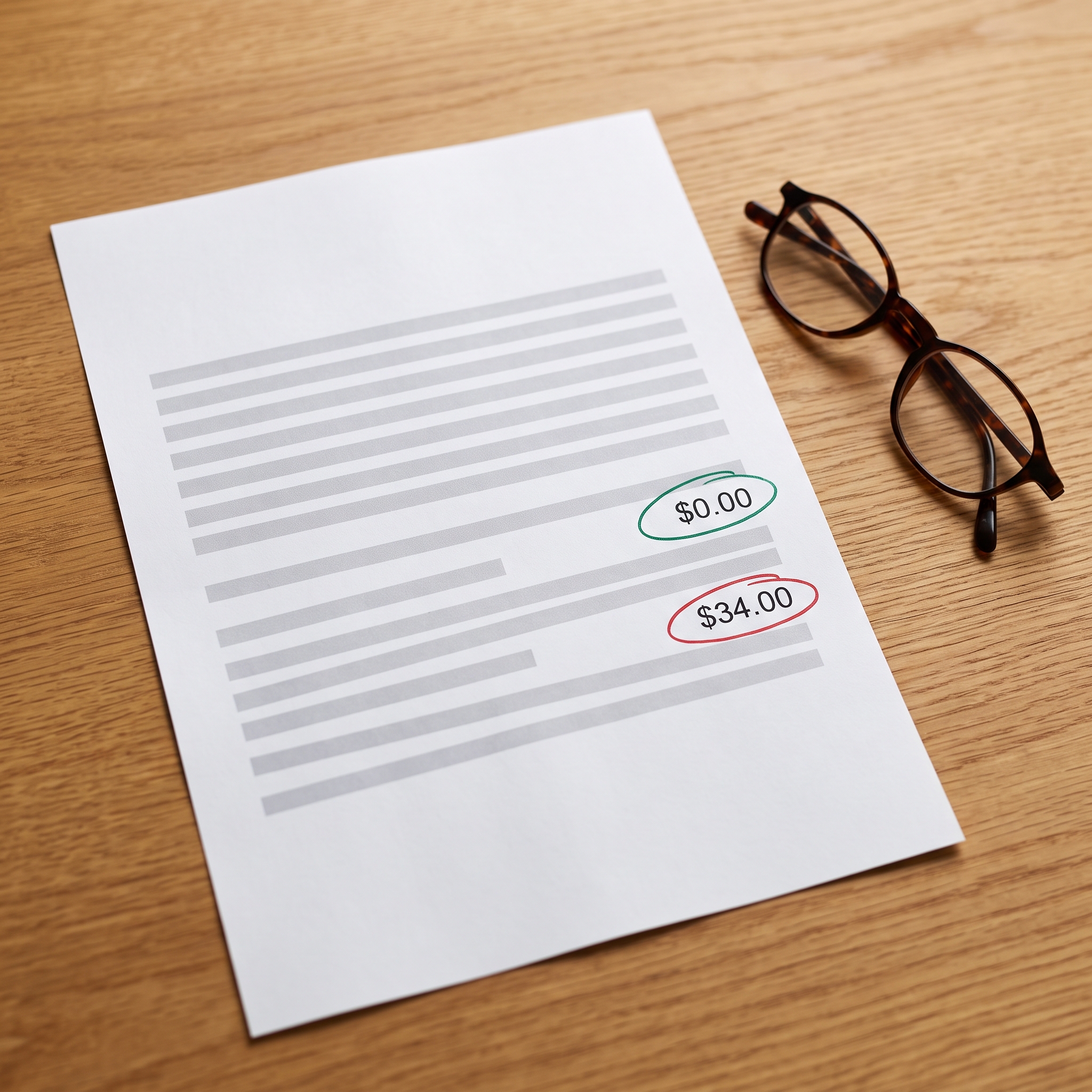 The same visit can generate two separate lines on your statement: one at $0, and one that is not.