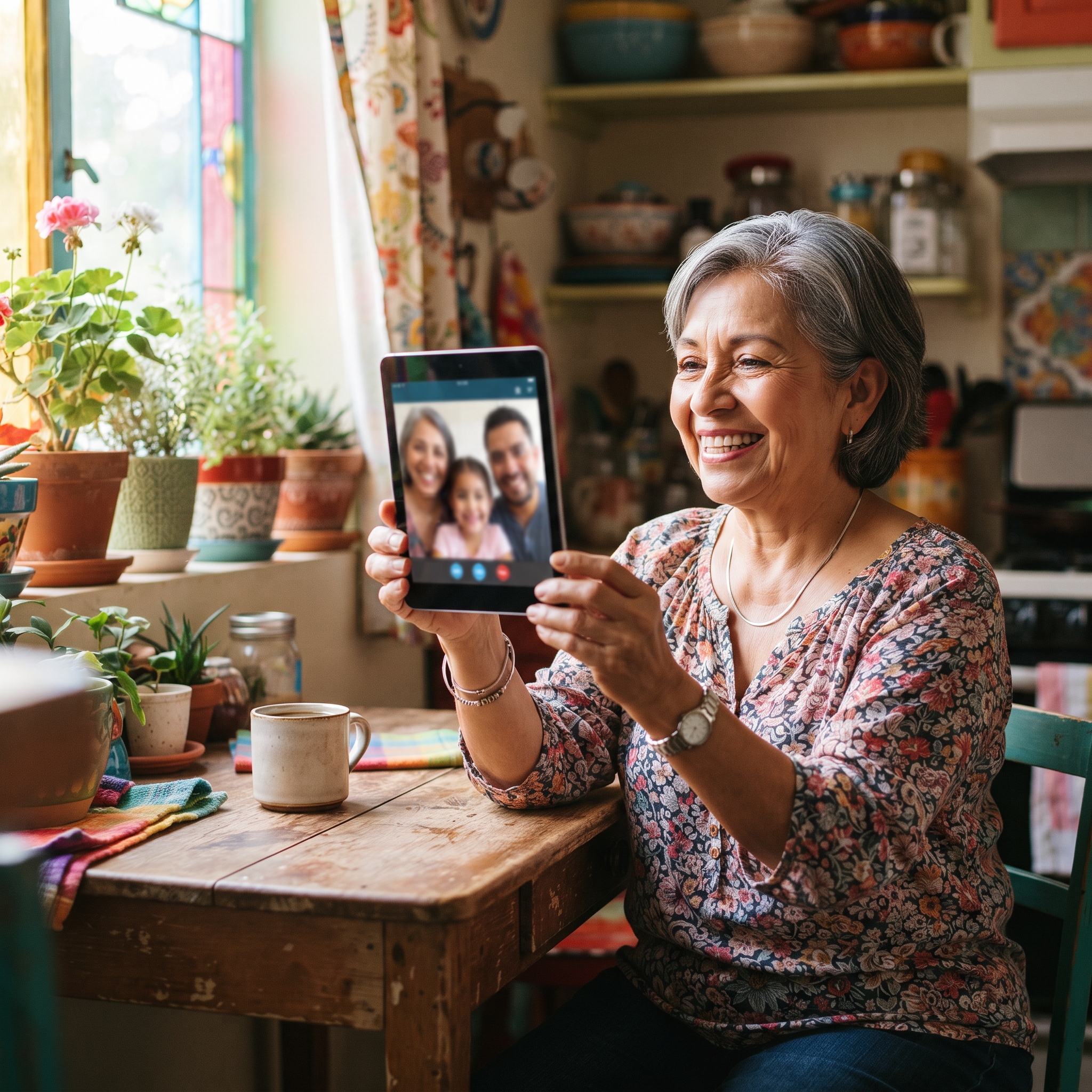 Staying in the loop with family by phone or video call is exactly the kind of monthly connection Lifeline is built to keep affordable.